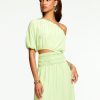 Ramy Brook Dina Smocked Midi Cutout Dress Wedding Guest Edit
