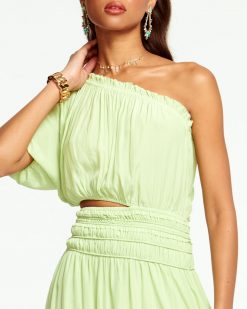 Ramy Brook Dina Smocked Midi Cutout Dress Wedding Guest Edit