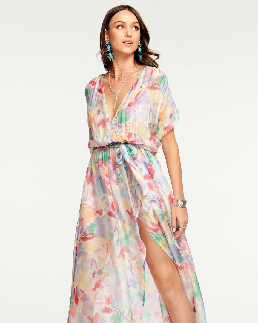Ramy Brook Printed Marion Short Sleeve Maxi Dress Wedding Guest Edit