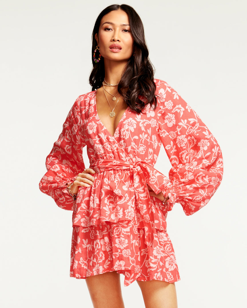 Ramy Brook Wedding Guest Edit Printed Jolie Puff Sleeve Mini Dress