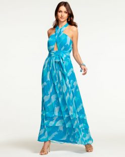 Ramy Brook Wedding Guest Edit Printed Zoya Halter Maxi Dress