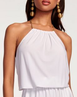 Ramy Brook Chain Trim Aly Halter Mini Dress Clothing