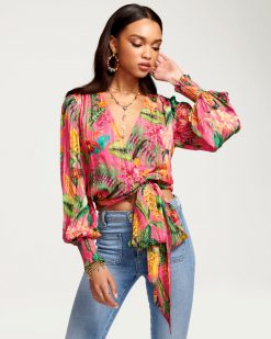 Ramy Brook Printed Quentin Wrap Top Clothing