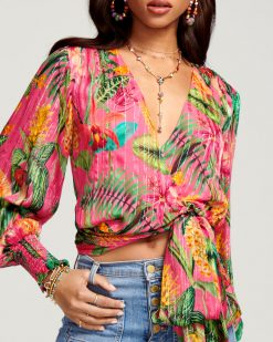 Ramy Brook Printed Quentin Wrap Top Clothing