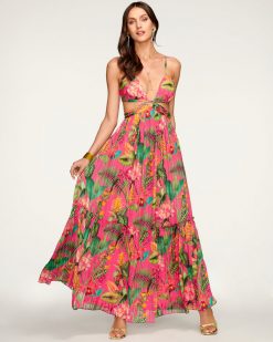 Ramy Brook Clothing Printed Tulum Cutout Maxi Dress
