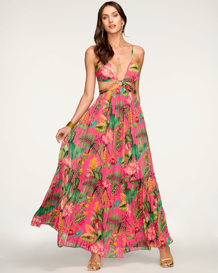 Ramy Brook Clothing Printed Tulum Cutout Maxi Dress