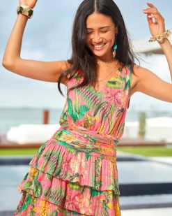 Ramy Brook Printed Wilson Tiered Mini Dress