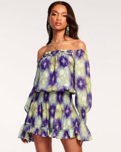Ramy Brook Clothing Printed Willow Off-The-Shoulder Mini Dress