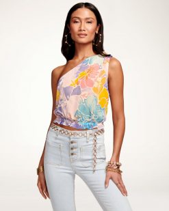 Ramy Brook Printed Maya One-Shoulder Top